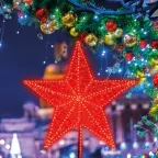 Светодиодная фигура Звезда 80 см, 160 светодиодов, с трубой и подвесом, цвет свечения красный | 514-276 | NEON-NIGHT