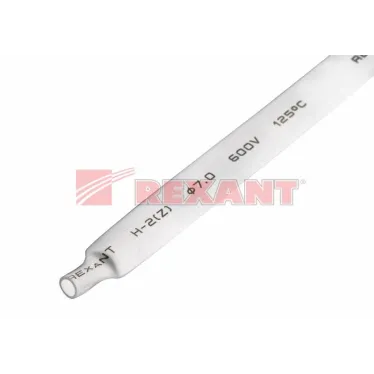 Термоусаживаемая трубка 7,0 3,5 мм, белая, упаковка 50 шт. по 1 м, REXANT