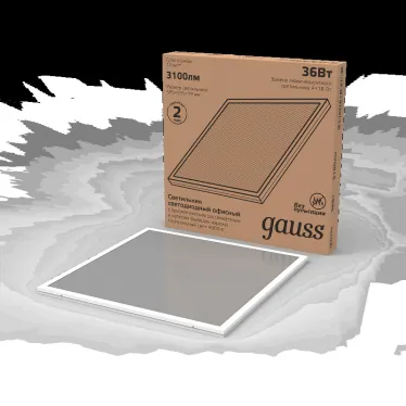 Светильник светодиодный ДВО 36 Вт 4000К 3100 лм 180-260В IP20 595х595х19мм Сталь призма с выведенным кабелем Офис Gauss