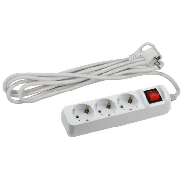 Удлинитель электрический с заземлением с выключателем 3 розетки 5м ПВС 3x0,75мм2 10А UX-3es-5m ЭРА