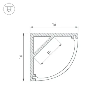 Профиль ARH-KANT-H16-2000 ANOD (ARL, Алюминий)