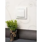 Розетка Минск 1-местная СП с заземлением и крышкой16А белая защитные шторки IP44