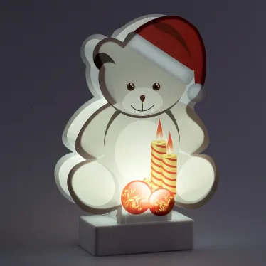 Новогодний декоративный светильник Мишка  EGNDS-07   холодный белый диодов , h 24 см, 3*АА, IP20 | Б0051931 | ЭРА