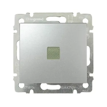 VALENA Переключатель одноклавишный на 2 направления с подсветкой алюминий