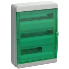 Корпус пластиковый навесной на 54 модуля КМПн-54 IP65 TEKFOR зеленая прозрачная дверь