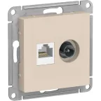 Розетка ATLASDESIGN двойная компьютерная+ТВ RJ45+TV категория 5E механизм бежевый