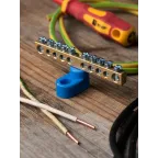 Шина 0 N (6х9мм) 10 отверстий латунь синий угловой изолятор PROxima