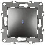 Выключатель с подсветкой, 10АХ-250В, Эра12, графит,12-1102-12