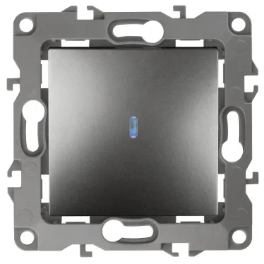 Выключатель с подсветкой, 10АХ-250В, Эра12, графит,12-1102-12