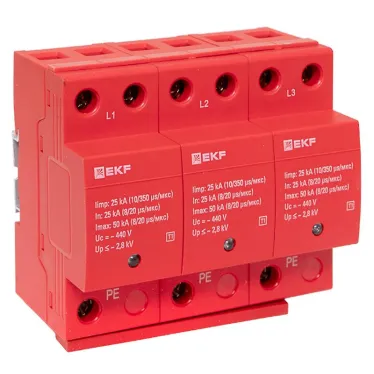 УЗИП Класс 1 Iimp 25kA (10/350?s) 3P EKF