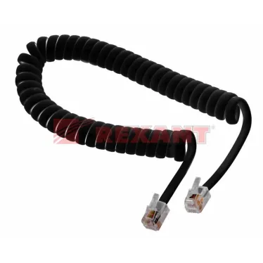 Шнур телефонный, витой трубочный RJ-10 (4P-4C), 7 м, черный,