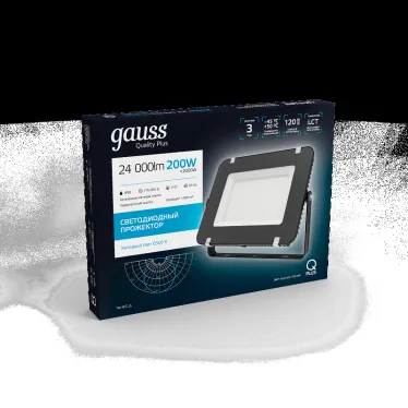 Прожектор светодиодный ДО 200 Вт 24000 лм 6500К AC 220В IP65 290х32х400мм матрированное закаленное стекло Qplus Gauss