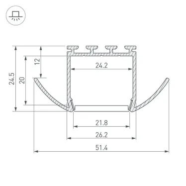 Профиль PLS-LOCK-H25-FA-2000 ANOD (ARL, Алюминий)