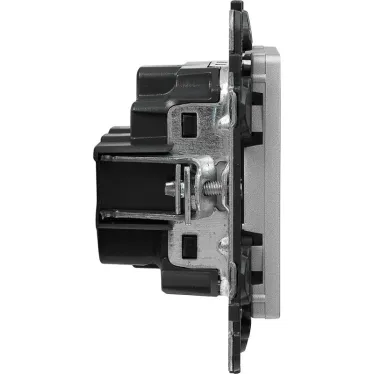 Valena LIFE Розетка силовая 2К 16А 250В c лицевой панелью алюминий со шторками безвинтовые зажимы