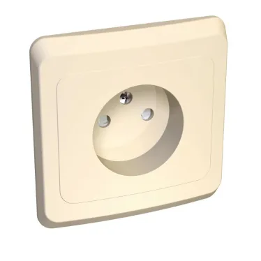 ЭТЮД Розетка скрытая без заземления со шторками бежевая