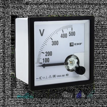 Вольтметр VM-A961 аналоговый на панель 96х96 (квадратный вырез) 500В прямое включение