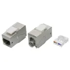 Модуль Keystone RJ45 CAT 5E экранированный (STP). 180 градусов. серебристый