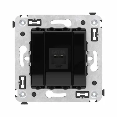 Avanti Компьютерная розетка RJ-45 без шторки в стену, кат.6А одинарная, Черный квадрат