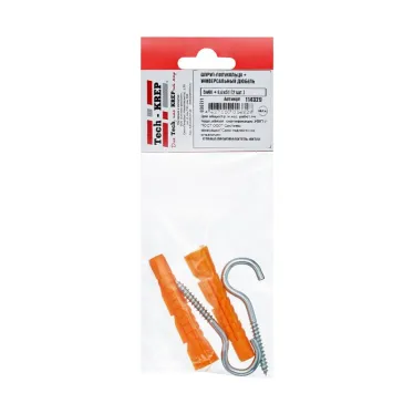 Шуруп-полукольцо 5х40 с полипропропиленовым универсальным дюбелем 8.0х51 (2шт)