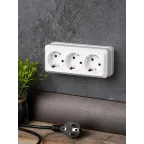 Розетка Рим 3-местная 16А с заземлением белая