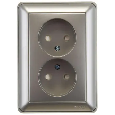 W59 Розетка двойная скрытая без заземления 16А шампань