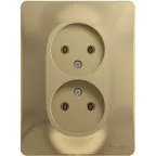 GLOSSA Розетка двойная без заземления в сборе титан