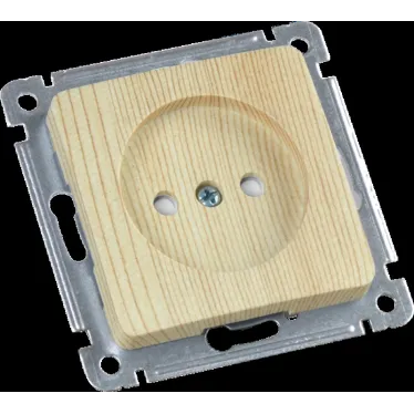 MASTER Розетка одноместная со шторками, скрытой установки, в рамку, сосна