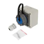 Розетка настенная влагозащищенная с крышкой 16 А, 2Р+РЕ, IP68, REXANT