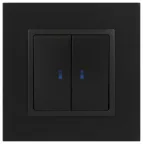 Выключатель двойной с подсветкой, 10АХ-250В, Эра Elegance, антрацит,14-1105-05