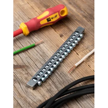 Шина PEN ноль-земля (6x9мм) 16 отв. цинк крепеж покраям