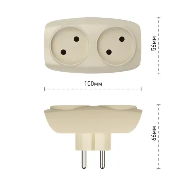 Тройник 2гн, без заземл. (сл. кость) (10/60/1500) SP-2-I