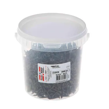 Саморез гипсокартон/металл 3,5х19 черный (1500шт) - ведро