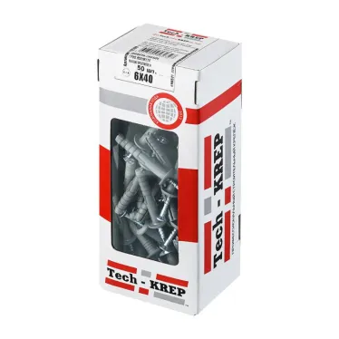 Дюбель-гвоздь 6х40 грибовидный бортик, полипропилен (50шт)