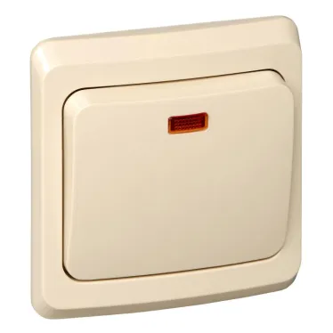 ЭТЮД Переключатель одноклавишный скрытый с индикацией бежевый