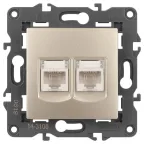 Розетка 2хRJ45, Эра Elegance, шампань, 14-3108-04