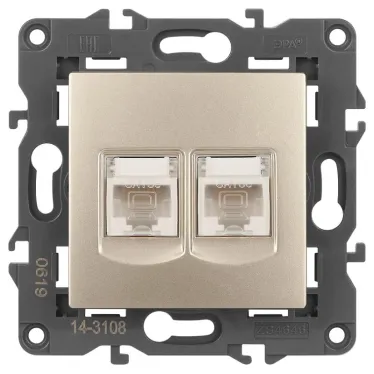 Розетка 2хRJ45, Эра Elegance, шампань, 14-3108-04