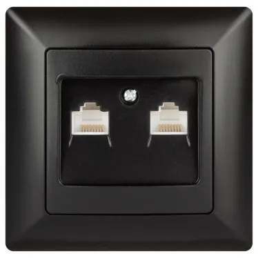 Розетка информационная 2xRJ45, СУ, Solo, антрацит 4-304-05 Intro