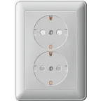 W59 Розетка двойная скрытая с заземлением 16А матовый хром