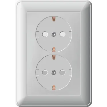 W59 Розетка двойная скрытая с заземлением 16А матовый хром