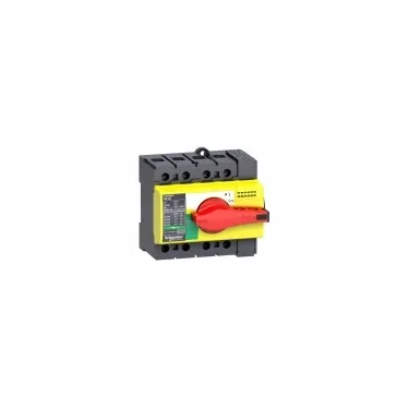 Выключатель-разъединитель INS40 4п красная рукоятка/желтая панель