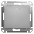 GLOSSA Выключатель двухклавишный с подсветкой в рамку алюминий сх.5а