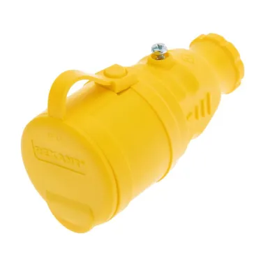 Розетка переносная влагозащищенная с крышкой, с/з, 16 А, IP44, каучук желтая, REXANT