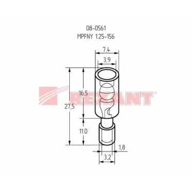 Разъем штекерный полностью изолир штекер 4 мм 0.5-1.5 кв мм (РШПи-п 1.5-4 РшИпп 1,25-4) красный, REXANT