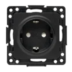 Стокгольм Механизм Розетки 1-местной с/з 16А в/к черный с защ. штор.