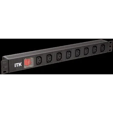 Блок розеток 8 розеток С13 с LED выключателем 1U вилка шнур 2м немецкий стандарт