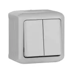 Quteo Переключатель двухклавишный наружный IP44 серый 10А