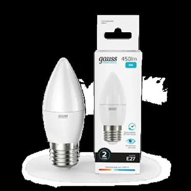 Лампа светодиодная LED 6 Вт 450 лм 4100К свеча нейтральный E27 AC 220В Elementary Gauss