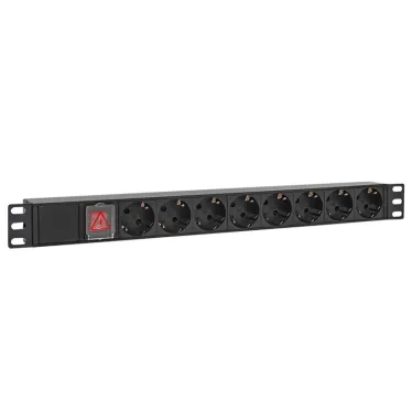 Блок розеток PDU TERACOM PRO 19'' 1U 16А/250В 8 розеток Schuko с выключателем шнур питания длиной 2 метра сечение 3x1.5 мм2 вилка Schuko корпус алюминий черный
