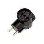 Тройник электрический РЕТРО 10 А без заземления черный карболит