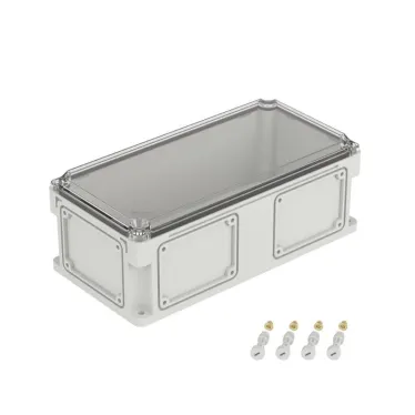 Корпус IP66/IP67, 400х200х146 мм, без МП, с фланцами, прозрачная крышка H- 21 мм